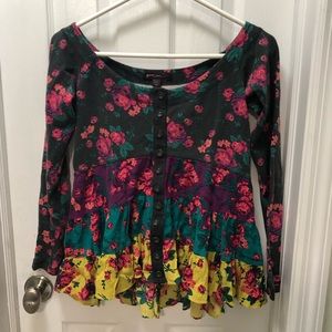 Betsey Johnson Layered Ruffle Long Sleeve Top